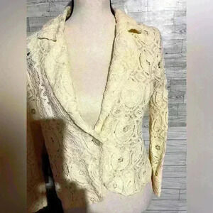 Adrienne Vittadini Ivory Lace Blazer Size  m Jacket